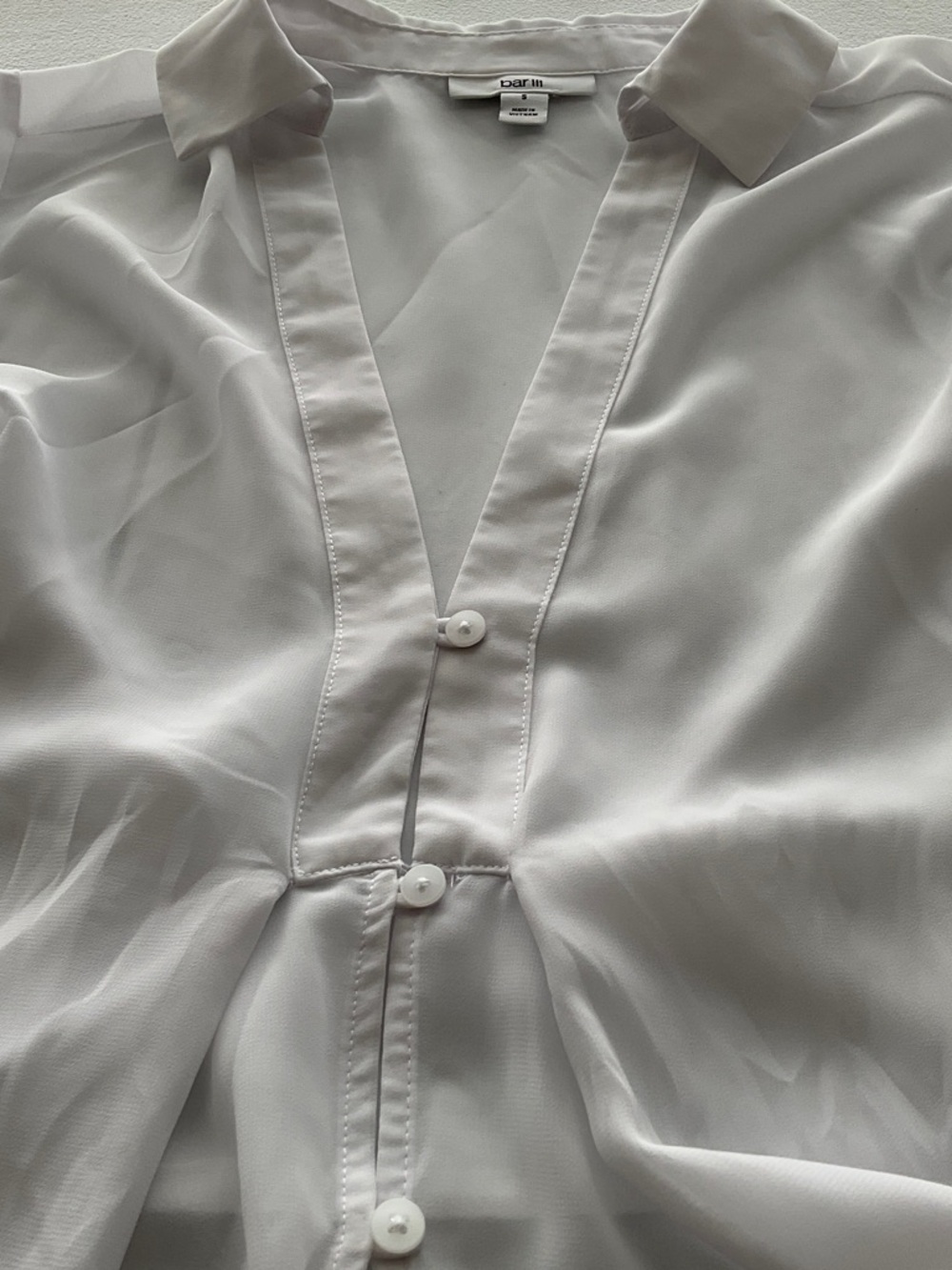 Bar III White Semi-Sheer Blouse - Picture 4 of 4